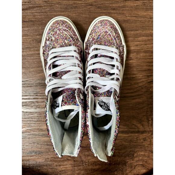 Vans Sk8 Hi Glitter Sparkle High Top Zipper Back Shoes Women - Picture 6 of 8